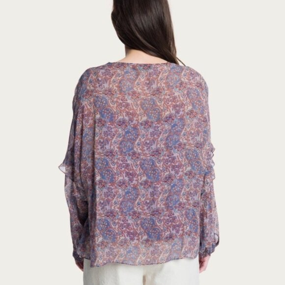 Frye Violet Paisley Floral Print Long Sleeve Blouse SET NWT sz M - Picture 3 of 16